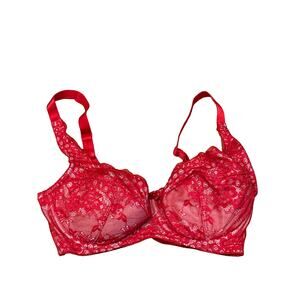 Y2K NWOT Fredrick’s Of Hollywood 34D Red Lace Bra padded Balconette Push Up